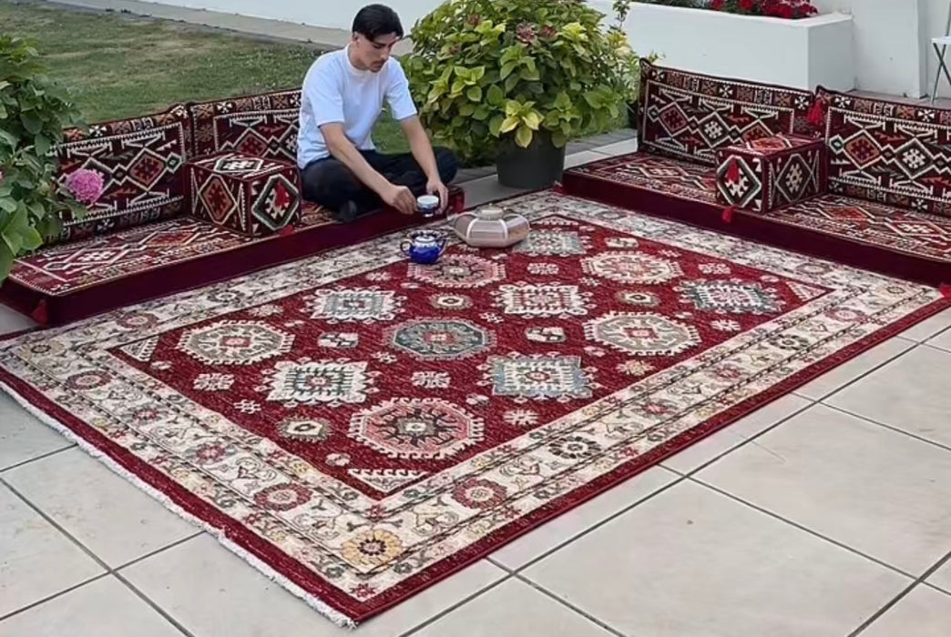 Moroccan Majlis & Rug Set- Red (OFFER)